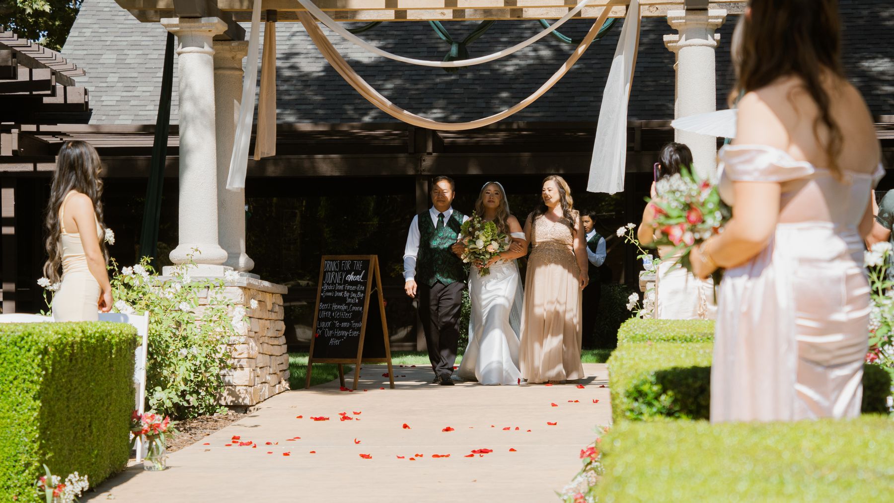 Heaven arriving for the garden ceremony with her family
