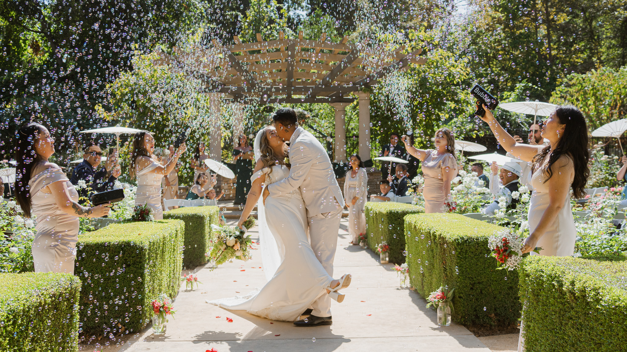 Outdoor garden wedding ceremony