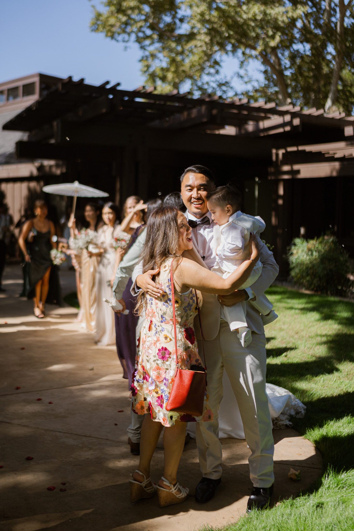 Newlyweds celebrating with their guests